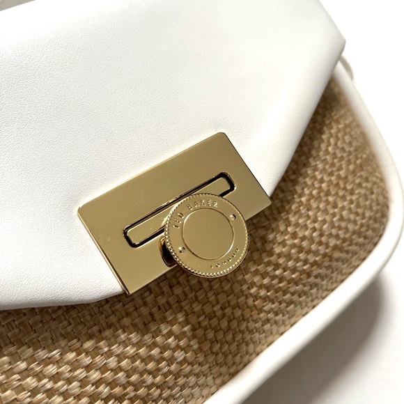 NWT TED BAKER Sadie May Flap CrossBody Bag Straw White Classic Summer Woven - Picture 5 of 12